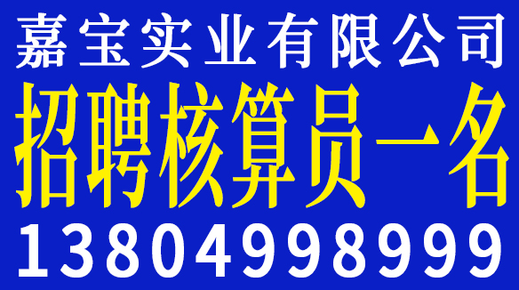 嘉宝实业有限公司招聘核算员一名